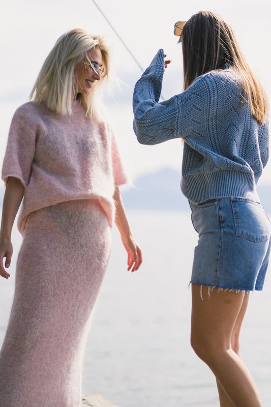 Fluffy Knit Tee Pink