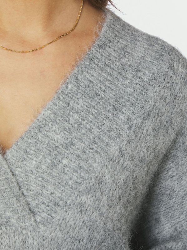 Melli Fluffy Knit Blouse Grey Melange 
