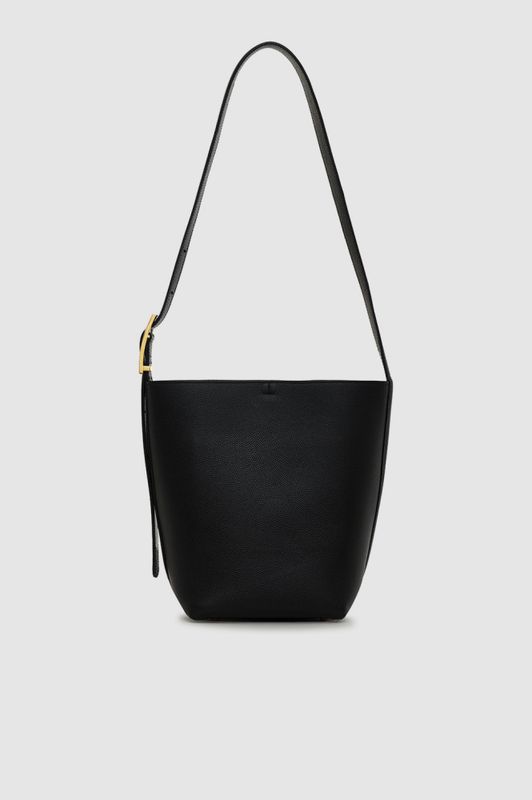 Elly Medium Bucket Bag Grained Leather Black 