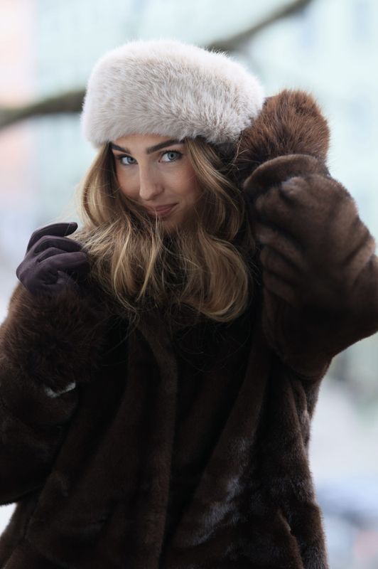 Faux Fur Head Band Beige
