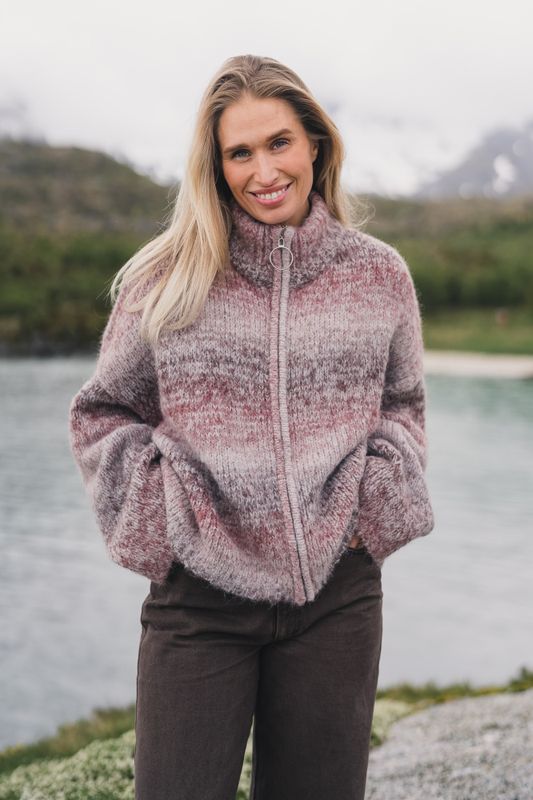 Tine Gradient Cardigan Burgundy Mix 