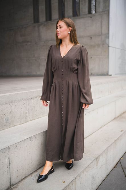 Hovedbilde Annelie Solid Crepe Dress Dark Brown 