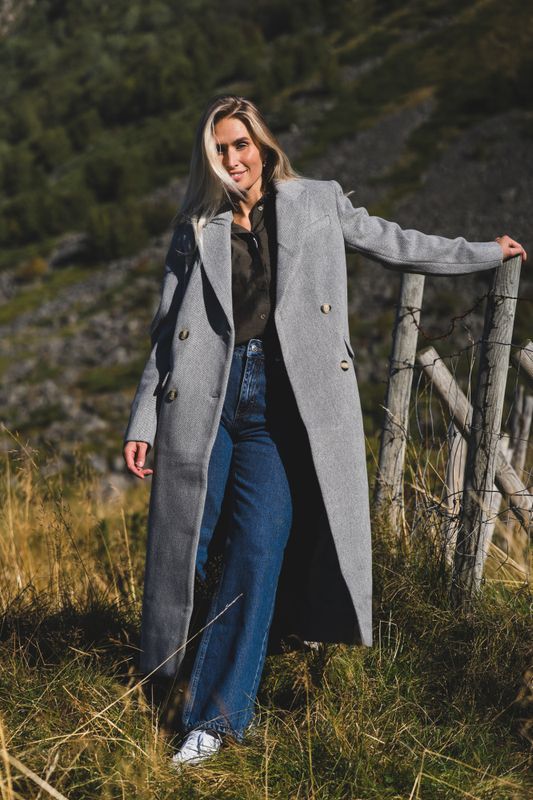 Tova LS Long Coat Light Grey Melange 