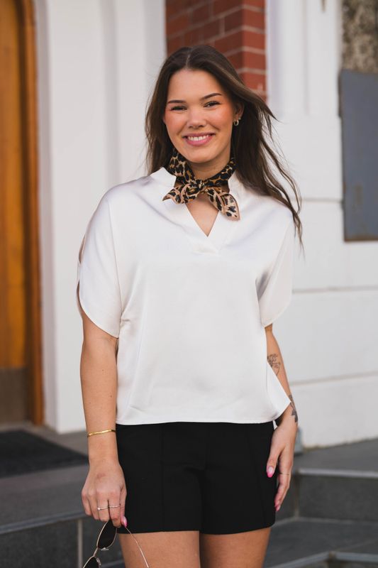 Anelle Heavy Sateen Blouse Pearl 