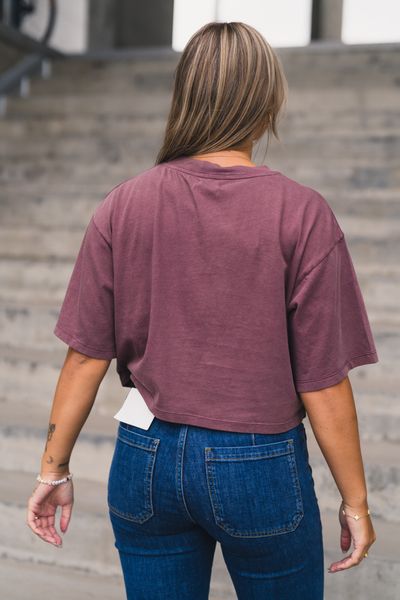 Hovedbilde Rocky Cropped Tee Washed Burgundy 