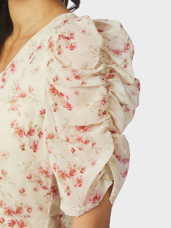 Vira Floral Dress Creme 