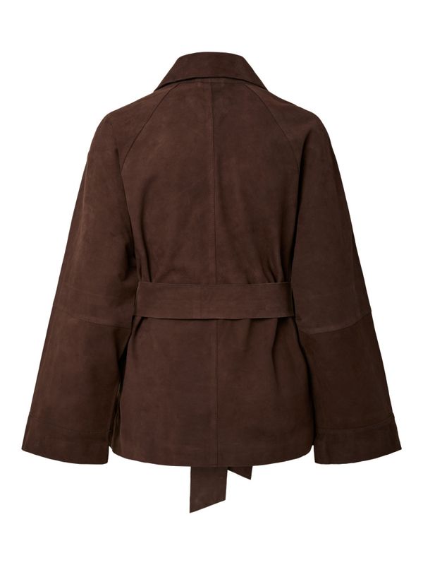 Runa LS Suede Kimono Jacket Coffee Bean 