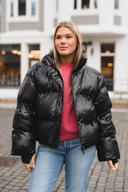 Rhea Shiny Puffer Jacket Black 