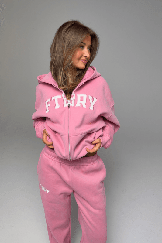 Off Duty Oversized Zip Hoodie Pink 
