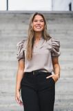 Hovedbilde Roella Heavy Sateen Blouse Dark Taupe 