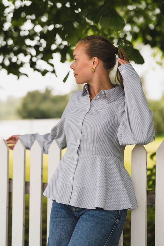 Samira Stripe Shirt Taupe Stripe 