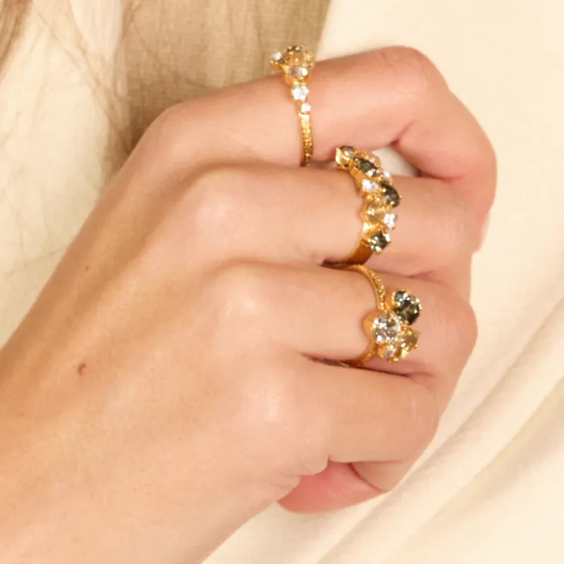 Gabriella Ring Gold Black Golden Combo 
