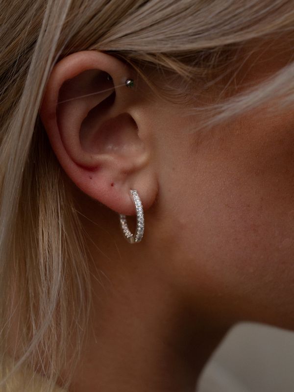 20mm Zirconia Hoops Silver 