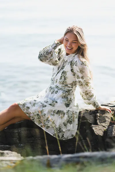 Hovedbilde Roberta Flower Flow Dress Sage Green 