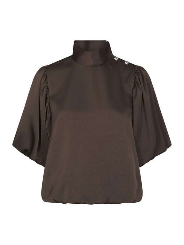 Parisa Heavy Sateen Blouse Dark Brown 