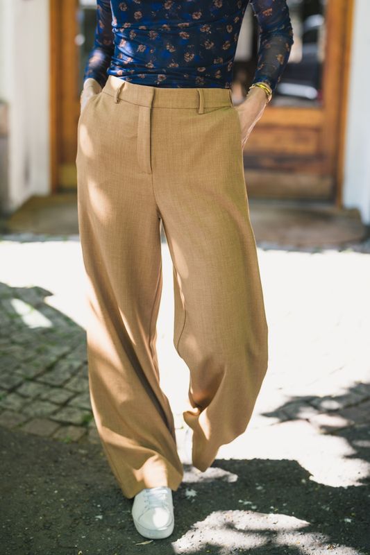 Macy Michelle HW Wide Pants T Coconut Melange 