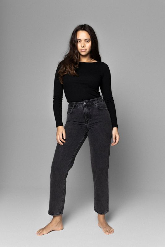 Petronella Rib Boatneck Black 