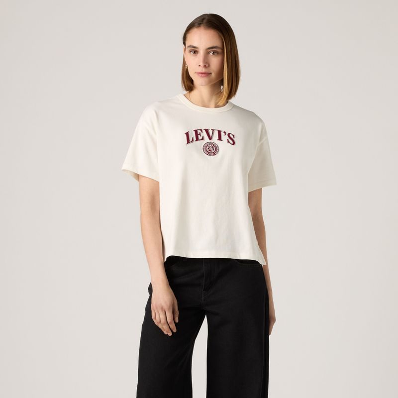 Vintage Tee Satin Applique College Logo Egret 