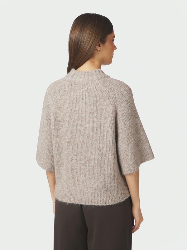 Bandi Fluffy Knit Blouse Beige Melange 