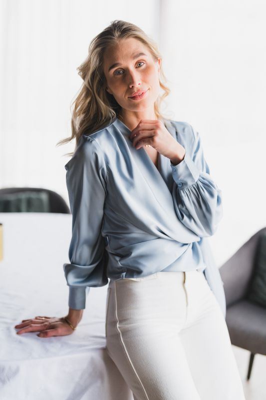 Ines Blouse Semi Rich Sky Blue 