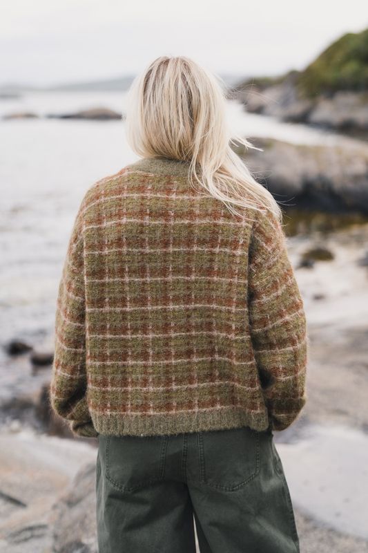 Kate Check Cardigan Green Mix 