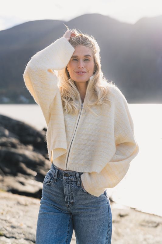 Tine Waffle Check Cardigan Light Yellow Mix 