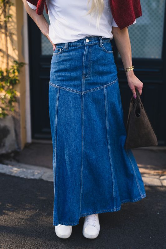 Laurentine Rue HW Skirt Mid Blue Wash