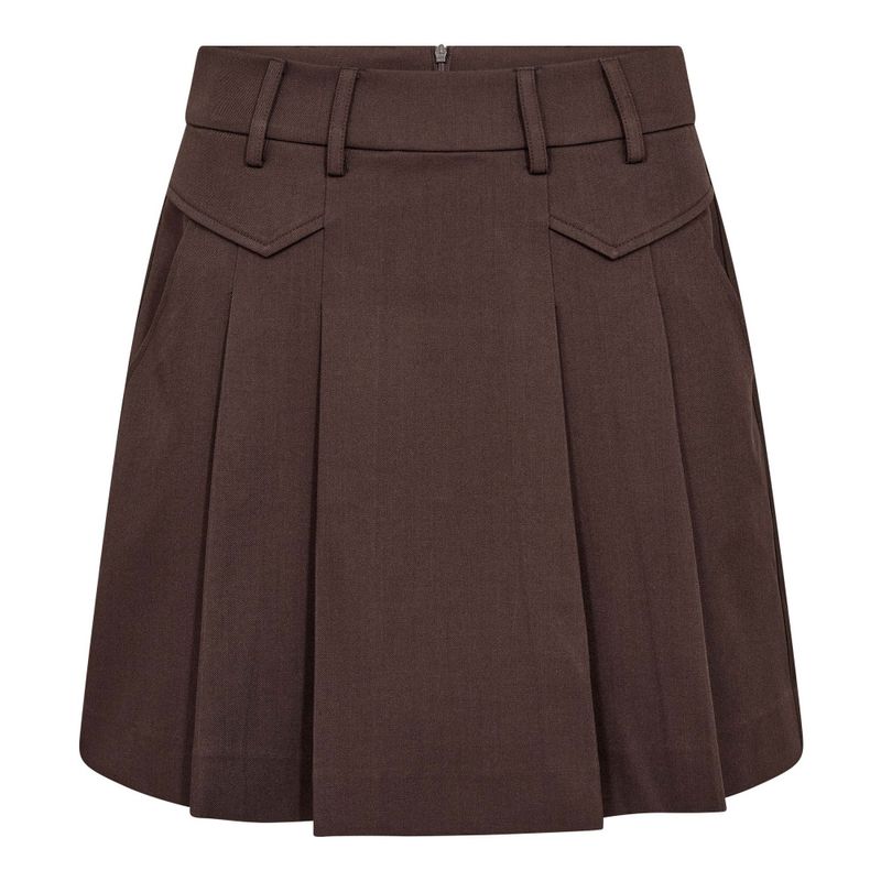 Luna Pocket Pleat Mini Skirt Dark Brown 
