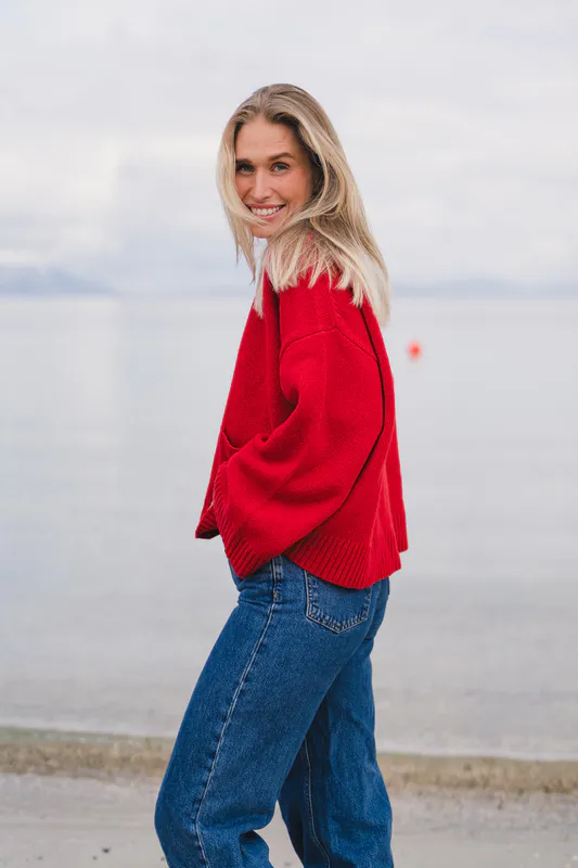 Julia Wide Cardigan Red 