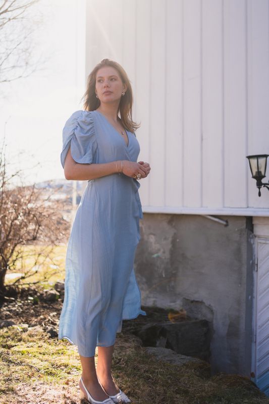 Hera SS Wrap Dress Pale Blue 