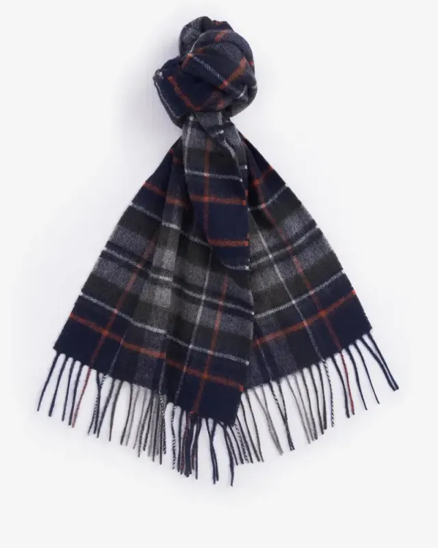 New Check Tartan Scarf Navy/Dark Ginger 