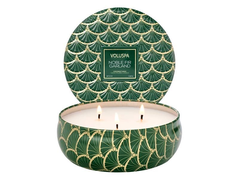 3 Wick Tin Candle Noble Fir Garland 