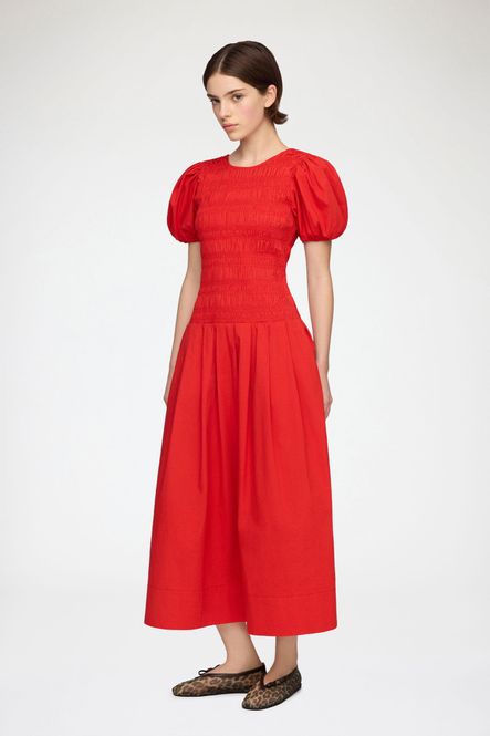Hovedbilde Stretch Cotton Long Smocked Pleated Dress Goji ...