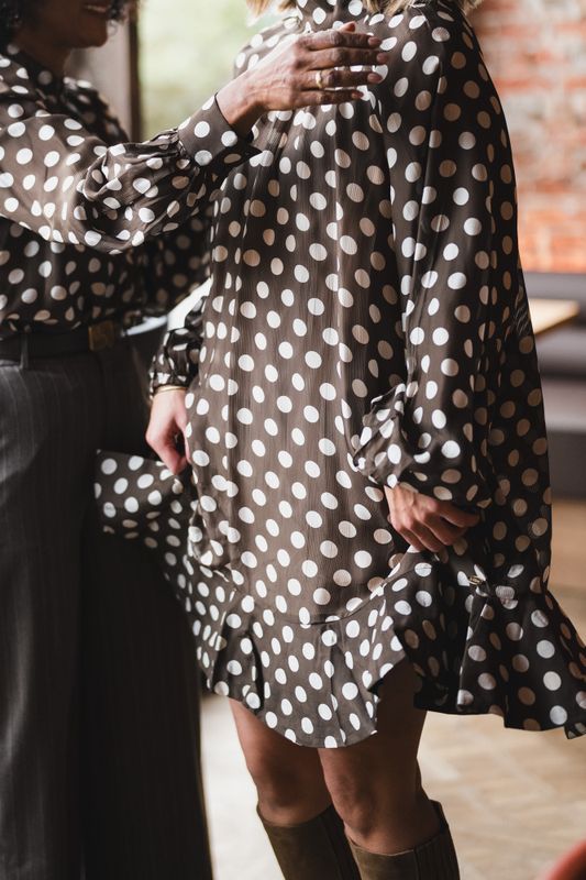 Striped Organza Shift Dress Dots 