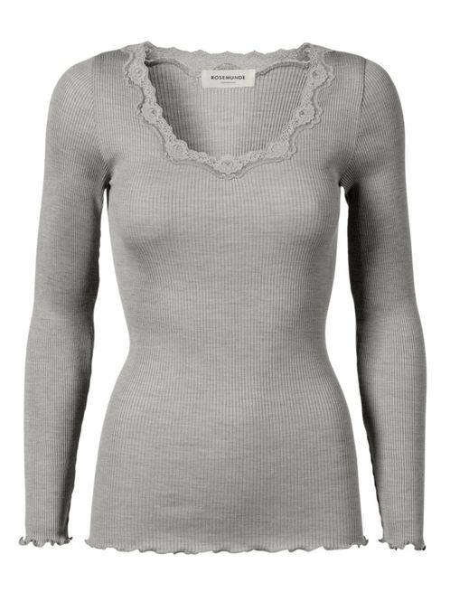 Hovedbilde Babette Silk T-Shirt W/Lace Light Grey 