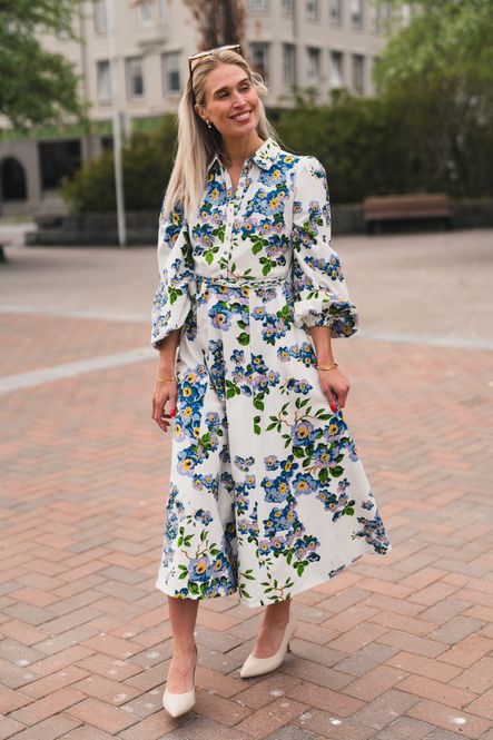 Hovedbilde Linen Shirt Dress Blue Cherry Blosssom