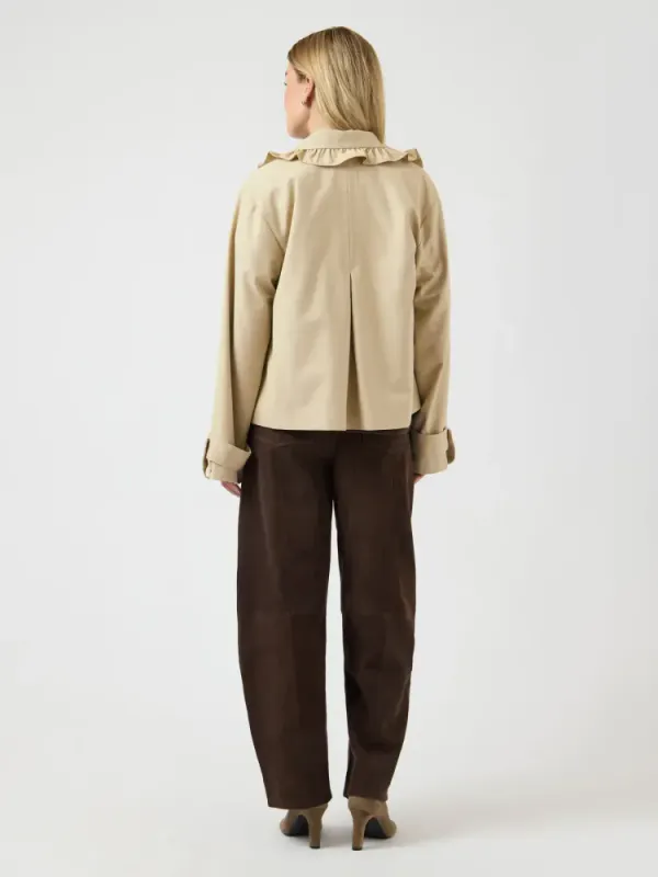 Elsana LS Short Trenchcoat Travertine