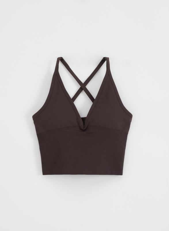 Shape Seamless Cross Back Bralette Chocolate 