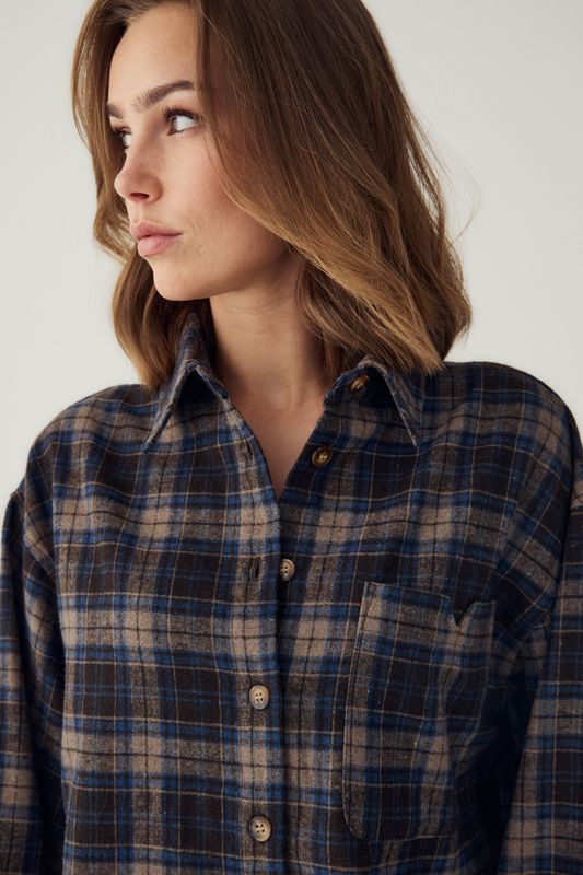 Marlon Shirt Brown Blue Check 