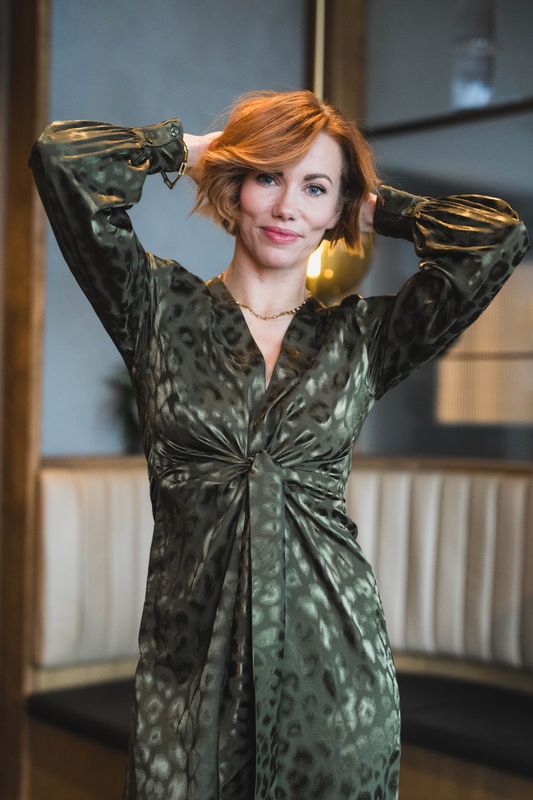 Blair Dress Army Leo Jacquard 