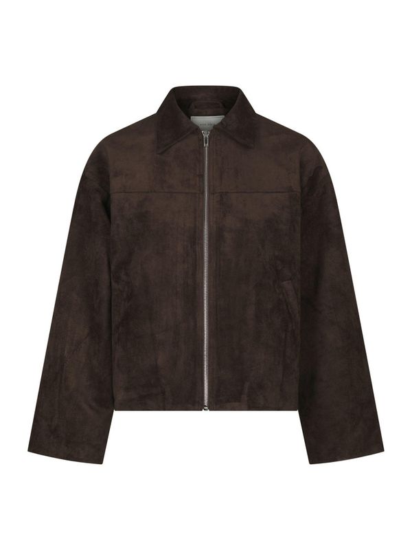 Titan Faux Suede Leather Jacket Dark Brown 