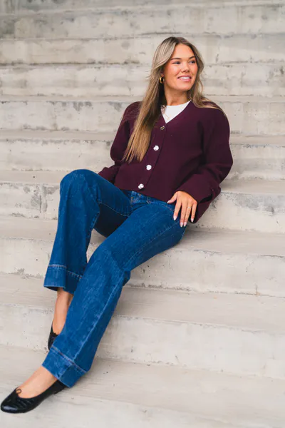 Hovedbilde Atari Rib Cardigan Burgundy 