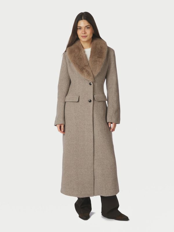 Corina Herringbone Twill Coat Beige Melange 