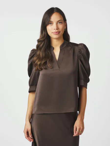 Hovedbilde Roella Heavy Sateen Blouse Dark Brown 