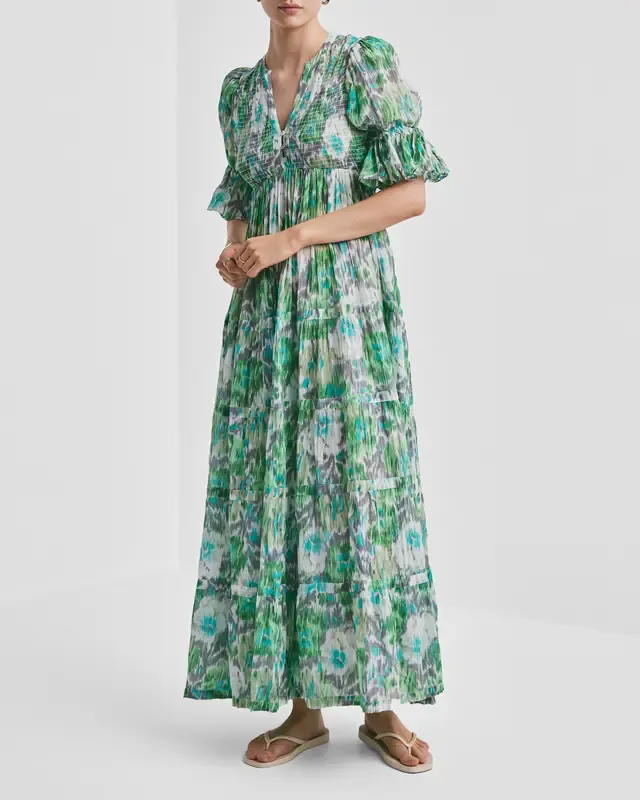 Bohemian Relaxed Dress Green Garden 