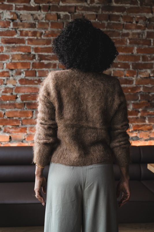 Hairy Knit Jacket Brown 