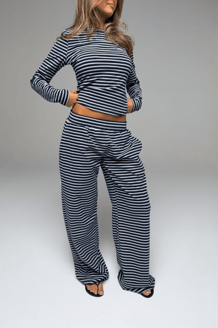 Hovedbilde Palmer Soft Stripe Wide Leg Pants Navy/White 