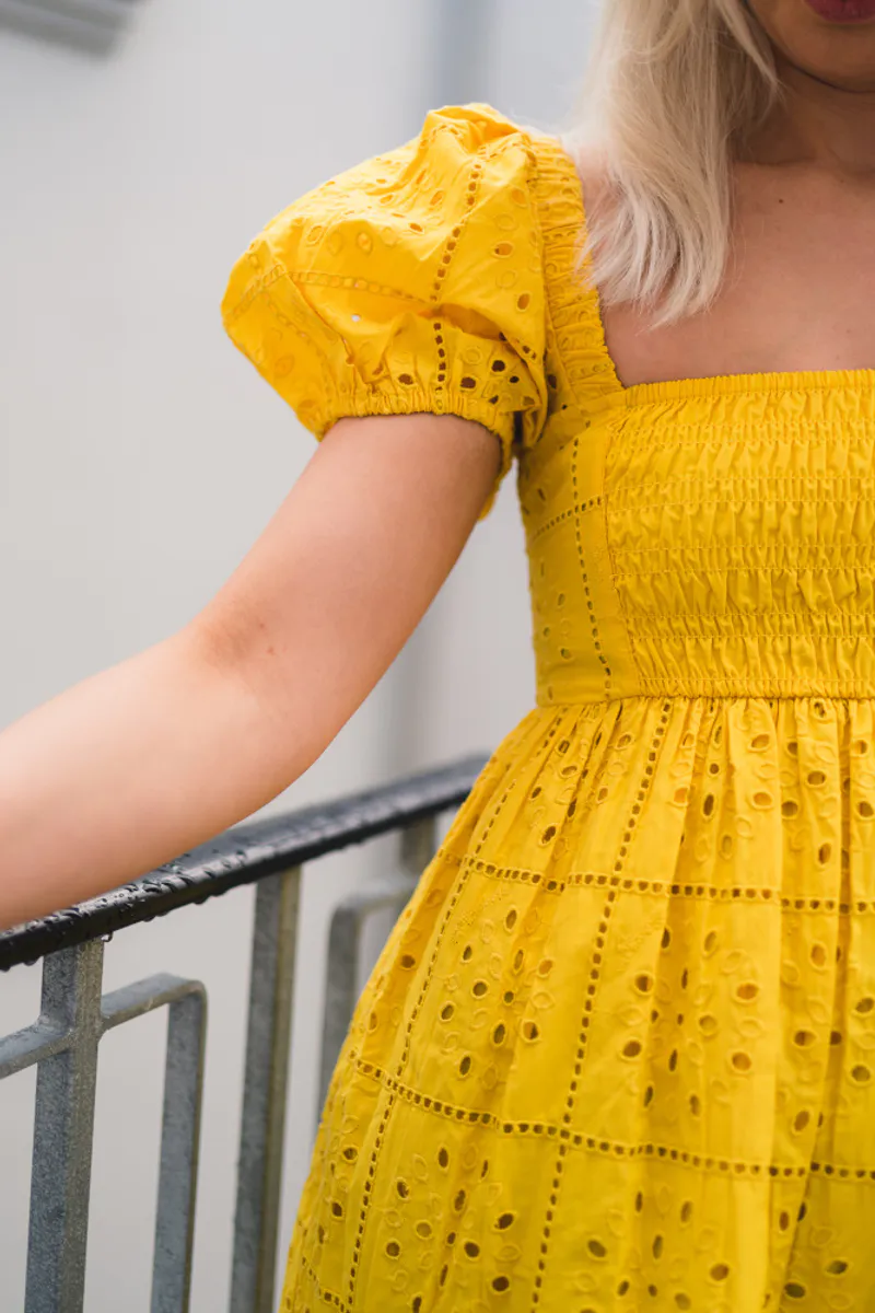 Broderie Anglaise Mini Dress Maize
