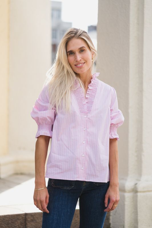 Briony Twin Stripes Blouse Light Pink 