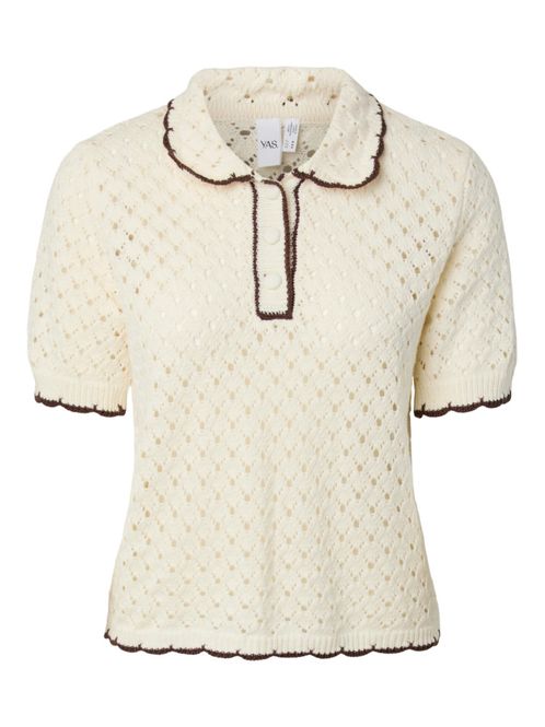 Hovedbilde Lingo LS Knit Polo Top Pristine W Brown Edges 